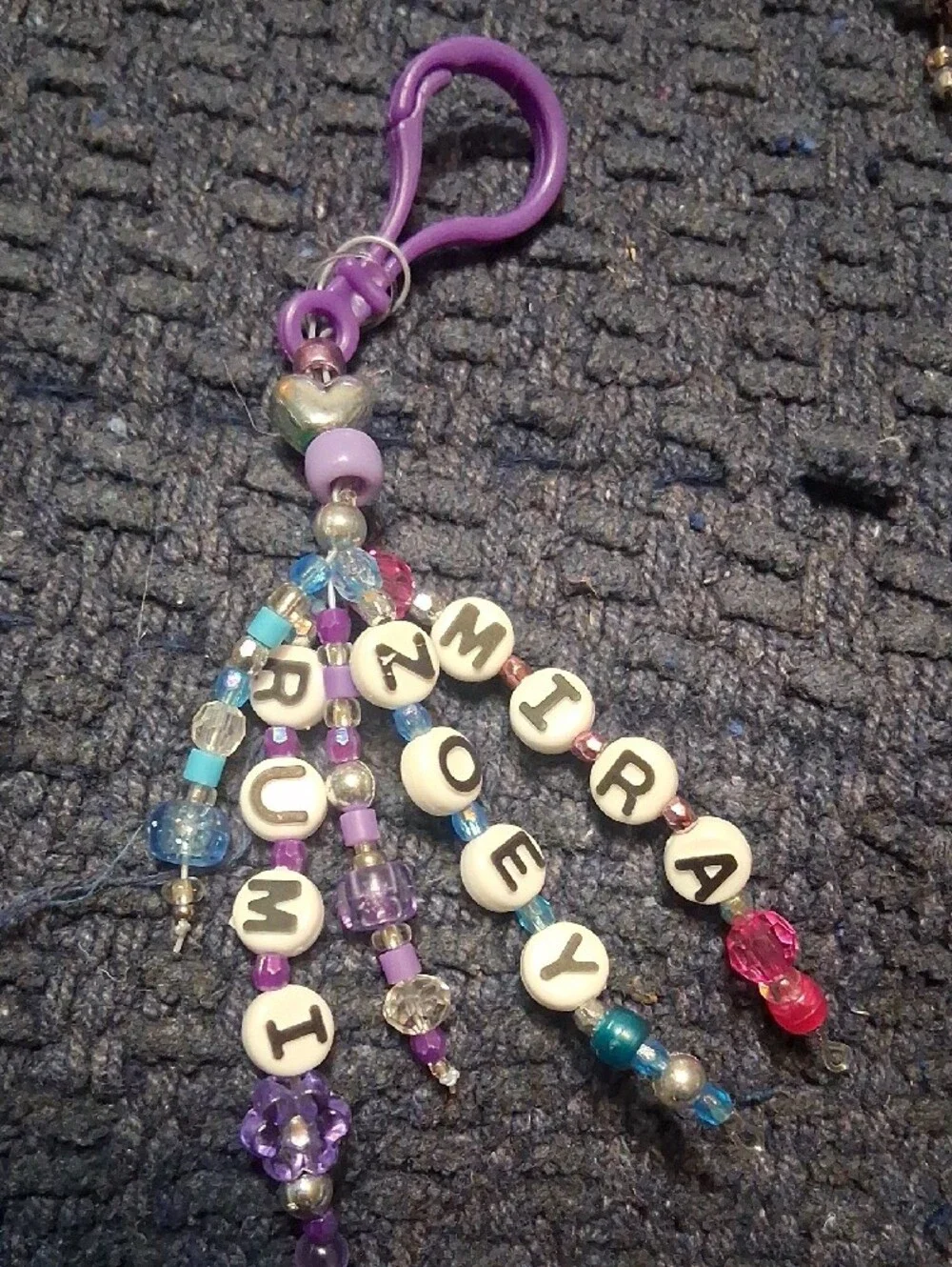Kids Huntrix Beaded Keychain and Bracelet Set- Purple Pink Teal -Demon Hunters